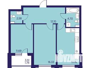 2-к квартира, вторичка, 65м2, 2/18 этаж