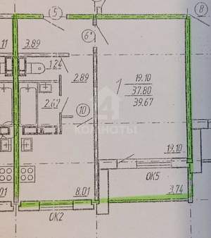 1-к квартира, вторичка, 38м2, 7/10 этаж
