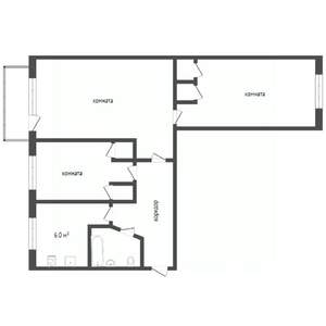 3-к квартира, вторичка, 59м2, 2/5 этаж