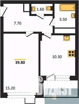 1-к квартира, вторичка, 40м2, 1/11 этаж