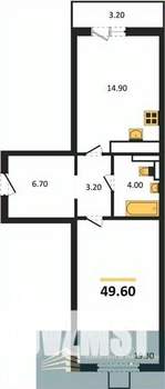 1-к квартира, вторичка, 50м2, 4/19 этаж