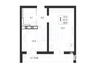 1-к квартира, вторичка, 40м2, 3/17 этаж
