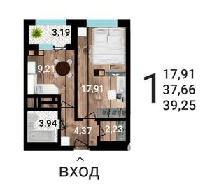 1-к квартира, вторичка, 39м2, 20/25 этаж