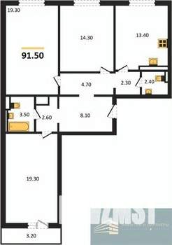 3-к квартира, вторичка, 92м2, 17/17 этаж