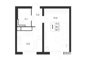 1-к квартира, вторичка, 37м2, 3/19 этаж
