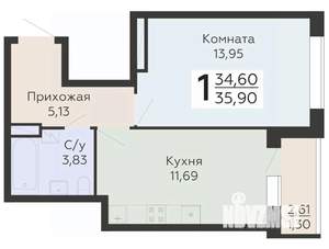1-к квартира, вторичка, 36м2, 3/20 этаж
