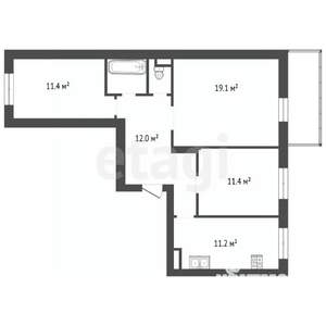 3-к квартира, вторичка, 69м2, 6/17 этаж