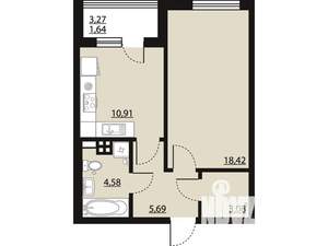 Студия квартира, вторичка, 44м2, 3/25 этаж
