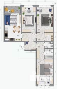 3-к квартира, вторичка, 95м2, 11/18 этаж