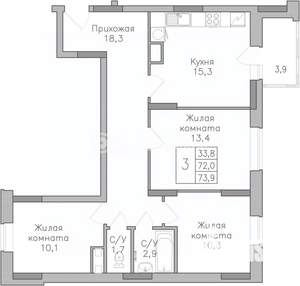 3-к квартира, строящийся дом, 738м2, 14/25 этаж