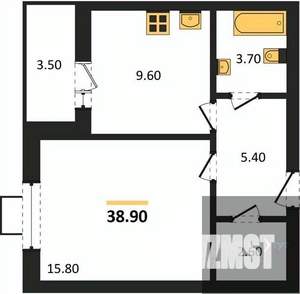 1-к квартира, вторичка, 39м2, 12/19 этаж
