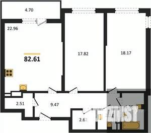 2-к квартира, вторичка, 83м2, 10/22 этаж