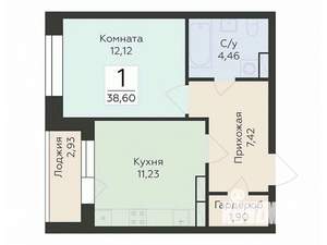 1-к квартира, вторичка, 39м2, 6/24 этаж