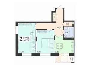 2-к квартира, вторичка, 59м2, 15/18 этаж