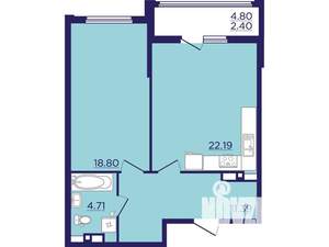1-к квартира, вторичка, 59м2, 10/18 этаж