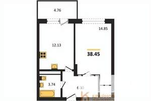 1-к квартира, вторичка, 38м2, 4/18 этаж