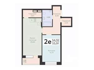 2-к квартира, вторичка, 56м2, 7/16 этаж