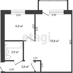 1-к квартира, вторичка, 32м2, 3/5 этаж