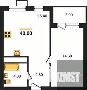 1-к квартира, вторичка, 40м2, 7/13 этаж