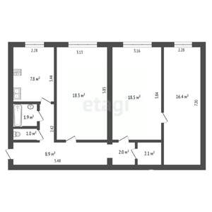 3-к квартира, вторичка, 77м2, 1/10 этаж