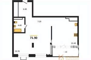 1-к квартира, строящийся дом, 72м2, 12/15 этаж