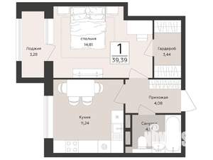 1-к квартира, вторичка, 39м2, 8/14 этаж