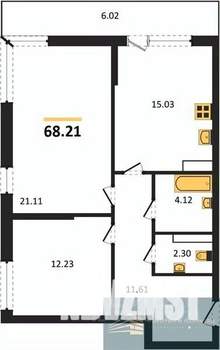 2-к квартира, вторичка, 68м2, 10/23 этаж