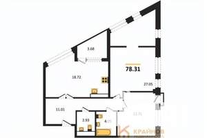 2-к квартира, сданный дом, 78м2, 9/21 этаж