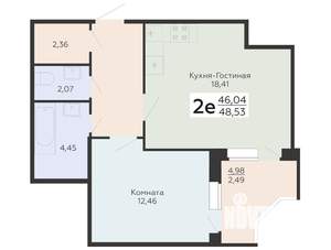 2-к квартира, вторичка, 49м2, 17/18 этаж