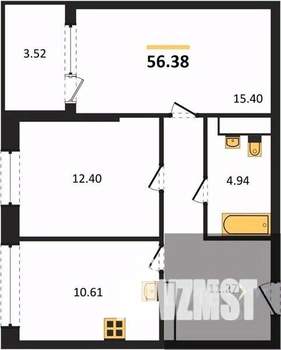 2-к квартира, вторичка, 56м2, 6/21 этаж