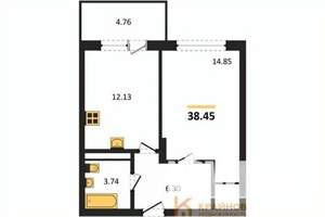 1-к квартира, вторичка, 38м2, 13/18 этаж