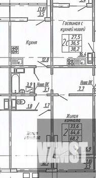 2-к квартира, вторичка, 68м2, 14/20 этаж