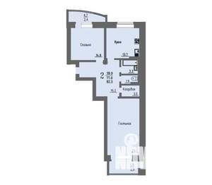 2-к квартира, вторичка, 82м2, 12/16 этаж