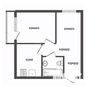 2-к квартира, вторичка, 43м2, 8/9 этаж
