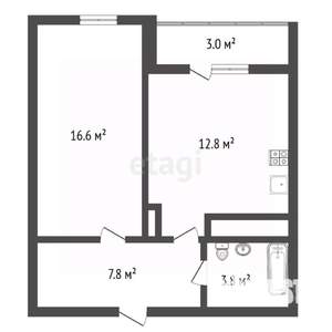 1-к квартира, вторичка, 43м2, 3/18 этаж