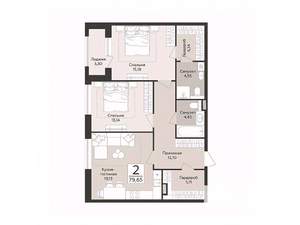 2-к квартира, строящийся дом, 80м2, 5/14 этаж