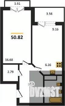 1-к квартира, вторичка, 51м2, 13/18 этаж