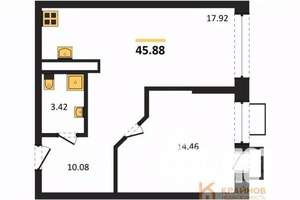 1-к квартира, вторичка, 46м2, 7/21 этаж