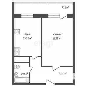 1-к квартира, вторичка, 42м2, 12/17 этаж
