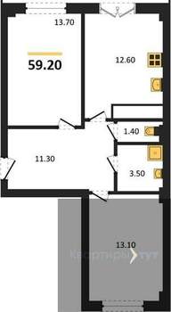 2-к квартира, вторичка, 59м2, 10/15 этаж