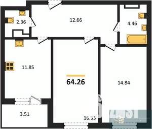 2-к квартира, вторичка, 64м2, 8/18 этаж