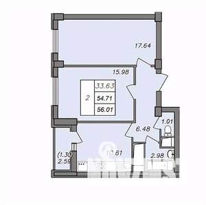 2-к квартира, строящийся дом, 56м2, 11/13 этаж