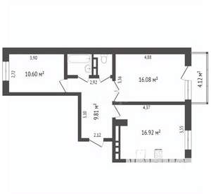 2-к квартира, вторичка, 46м2, 2/17 этаж