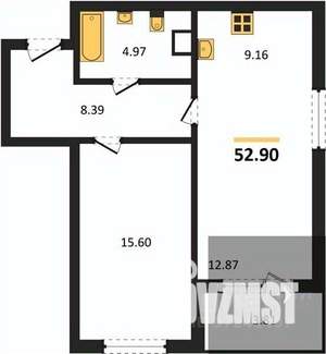 1-к квартира, вторичка, 53м2, 3/18 этаж
