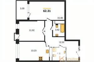 2-к квартира, сданный дом, 62м2, 12/21 этаж