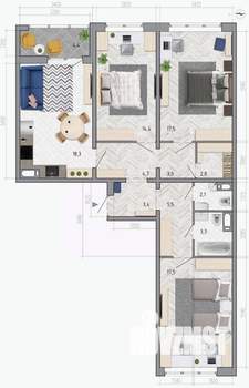 3-к квартира, вторичка, 95м2, 12/18 этаж