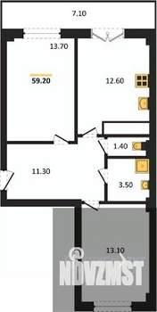 2-к квартира, вторичка, 59м2, 11/15 этаж