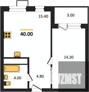 1-к квартира, вторичка, 40м2, 7/13 этаж