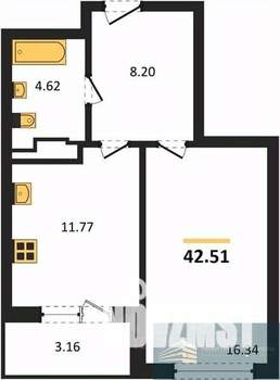 1-к квартира, вторичка, 43м2, 18/24 этаж