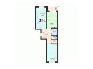 2-к квартира, вторичка, 70м2, 6/18 этаж